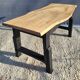Bicolour coffee table in solid oak with 19th-century legs • Unique piece "Raw"