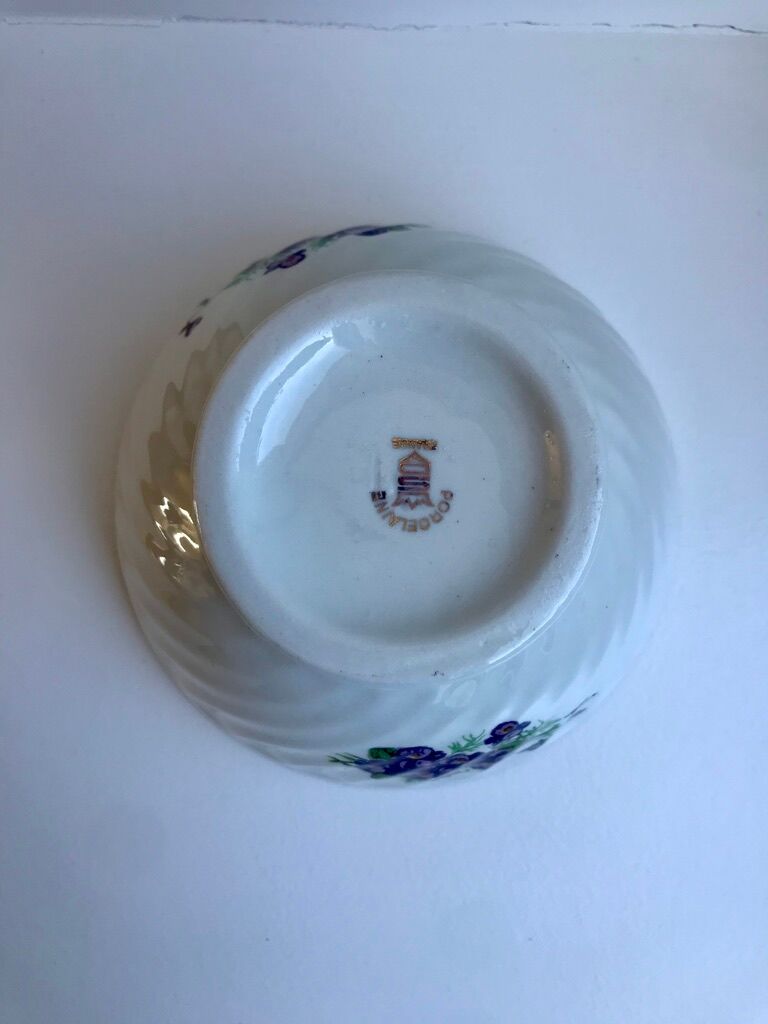 Serrated bowl with flowers limoges 50s