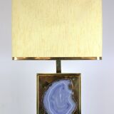 Vintage Brass & Agate Table Lamp by Willy Daro, 1970s