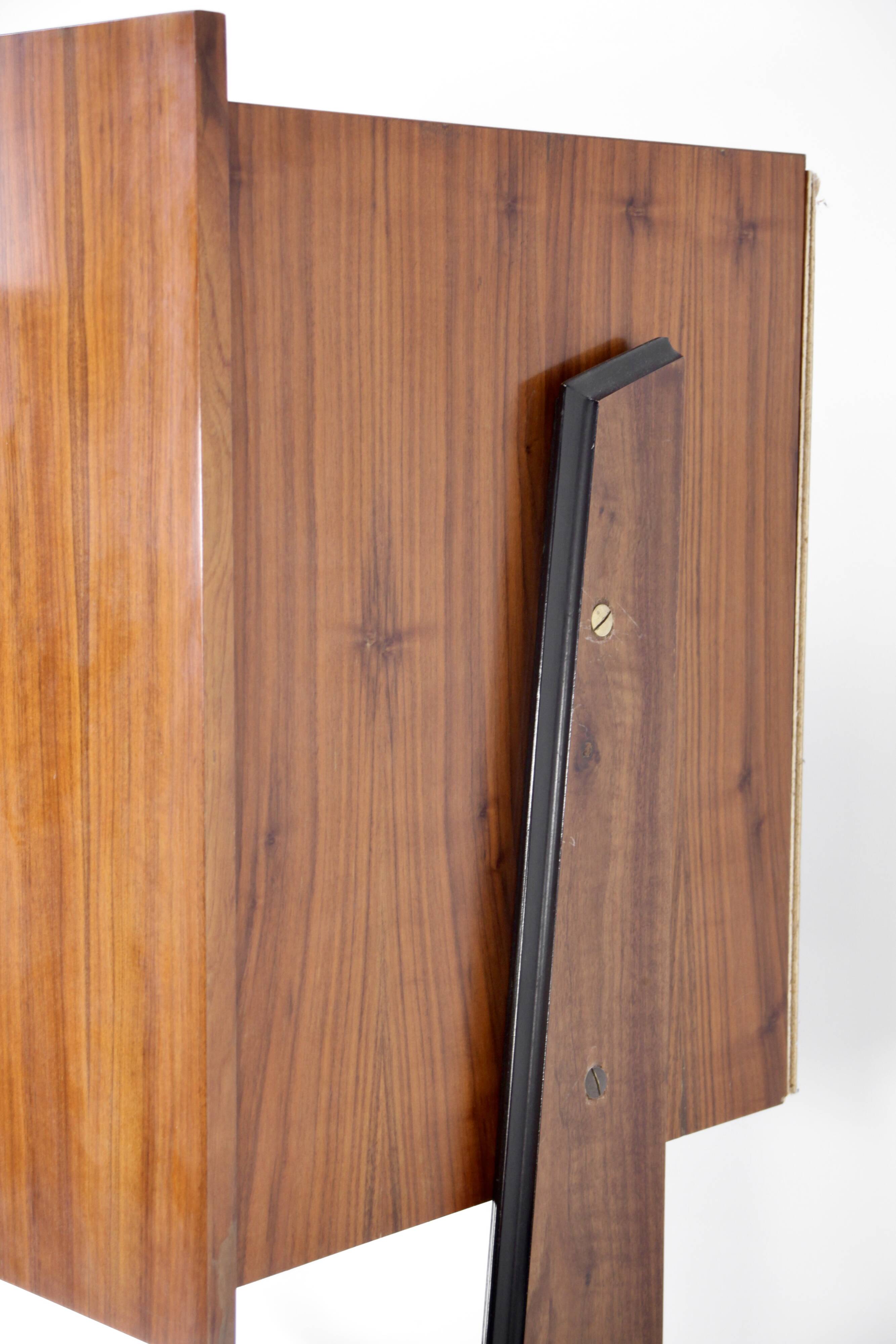 Midcentury Italian Freestanding Modular Bookshelf In Teak And Brass