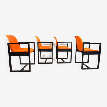 Lot de 4 chaises de salle à manger/bureau années 70 Mann Möbel