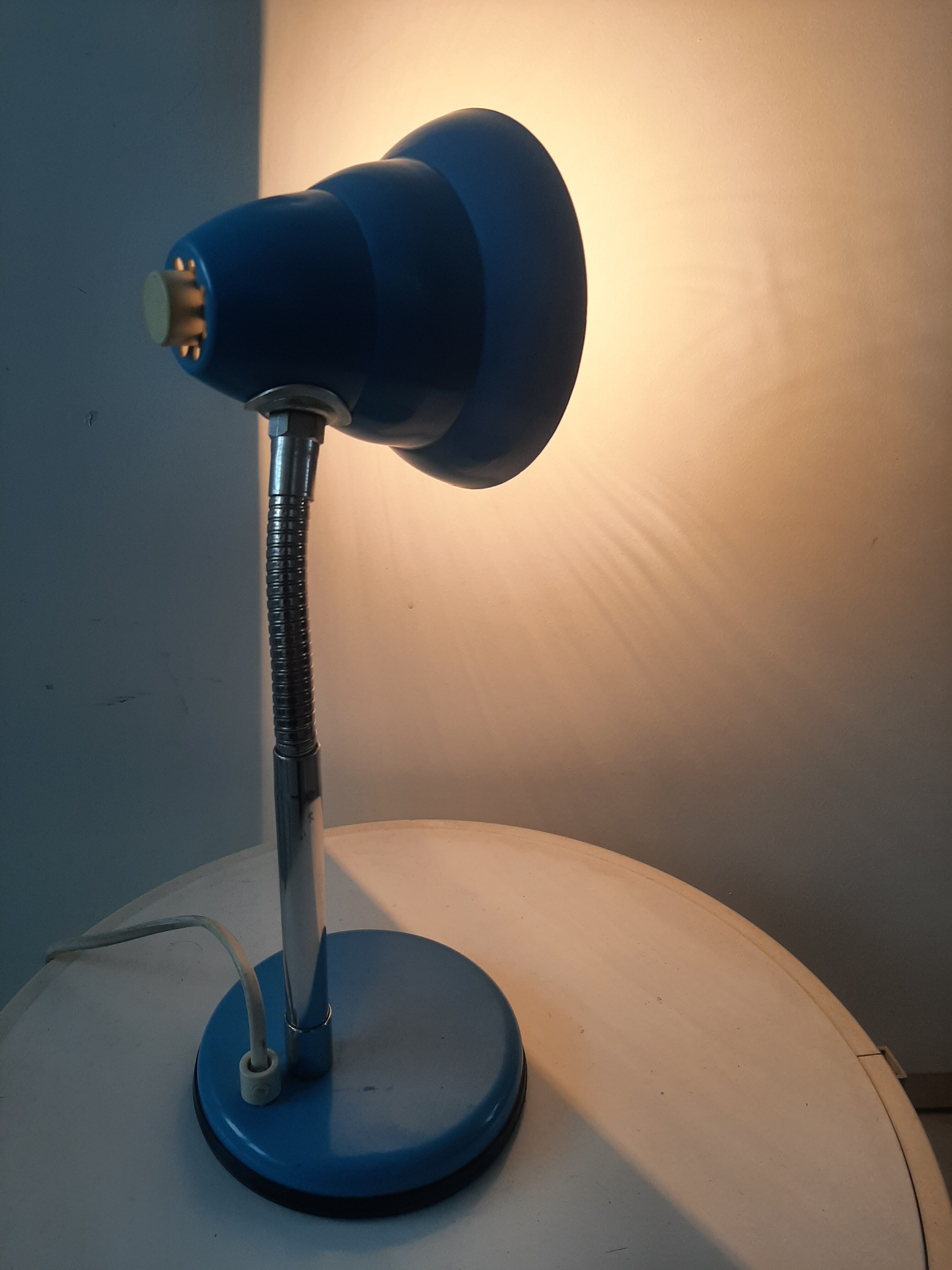 Vintage blue metal table lamp