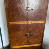 Malle bar cuir et bois