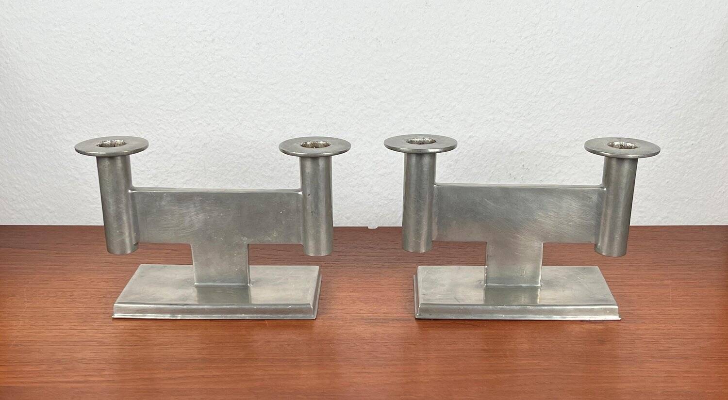 Minimalist chandelier model 551 in German tin by Karl Raichle for Meersburg, 1930s, set of 2.