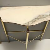 Console en laiton et marbre rose portugais, Italie