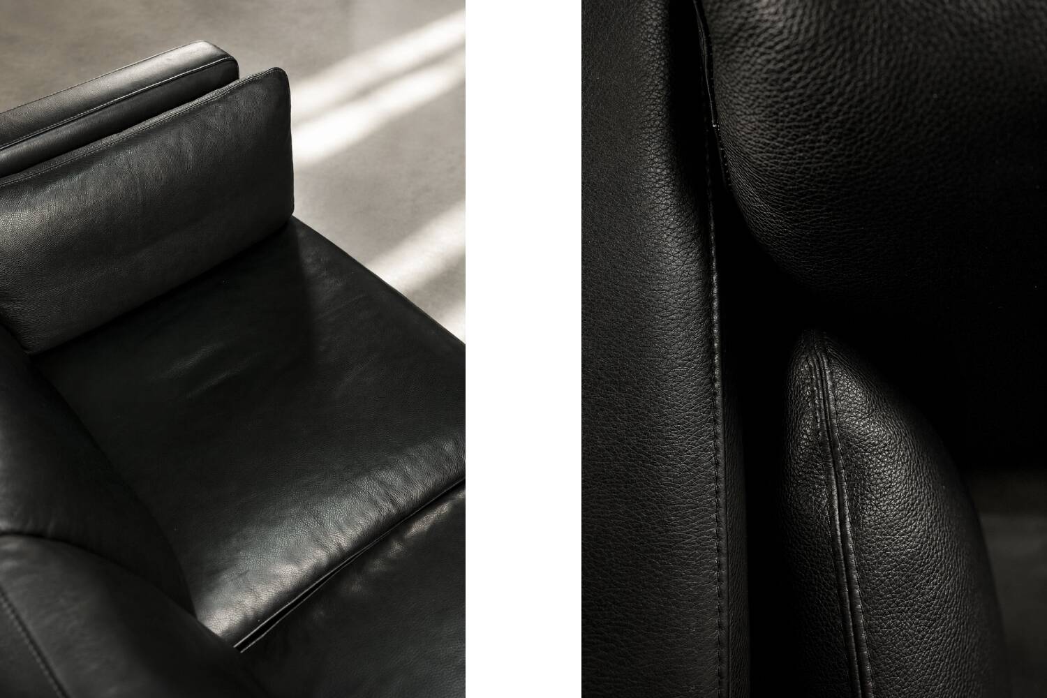 Vintage Mid-Century Danish Modern Two-Seater Black Leather Sofa, 1970s