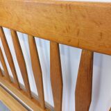 Lit double vintage français Guillerme et Chambron en chêne massif années 60