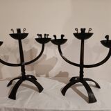 Pair of brutalized candlesticks