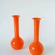 Pair of orange opaline vases, design, 1970