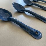 Set of 5 enameled metal spoons