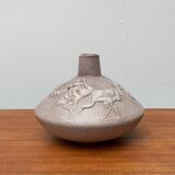 Large vase in German pottery from the mid-century with a crane ornament from Cortendorf.