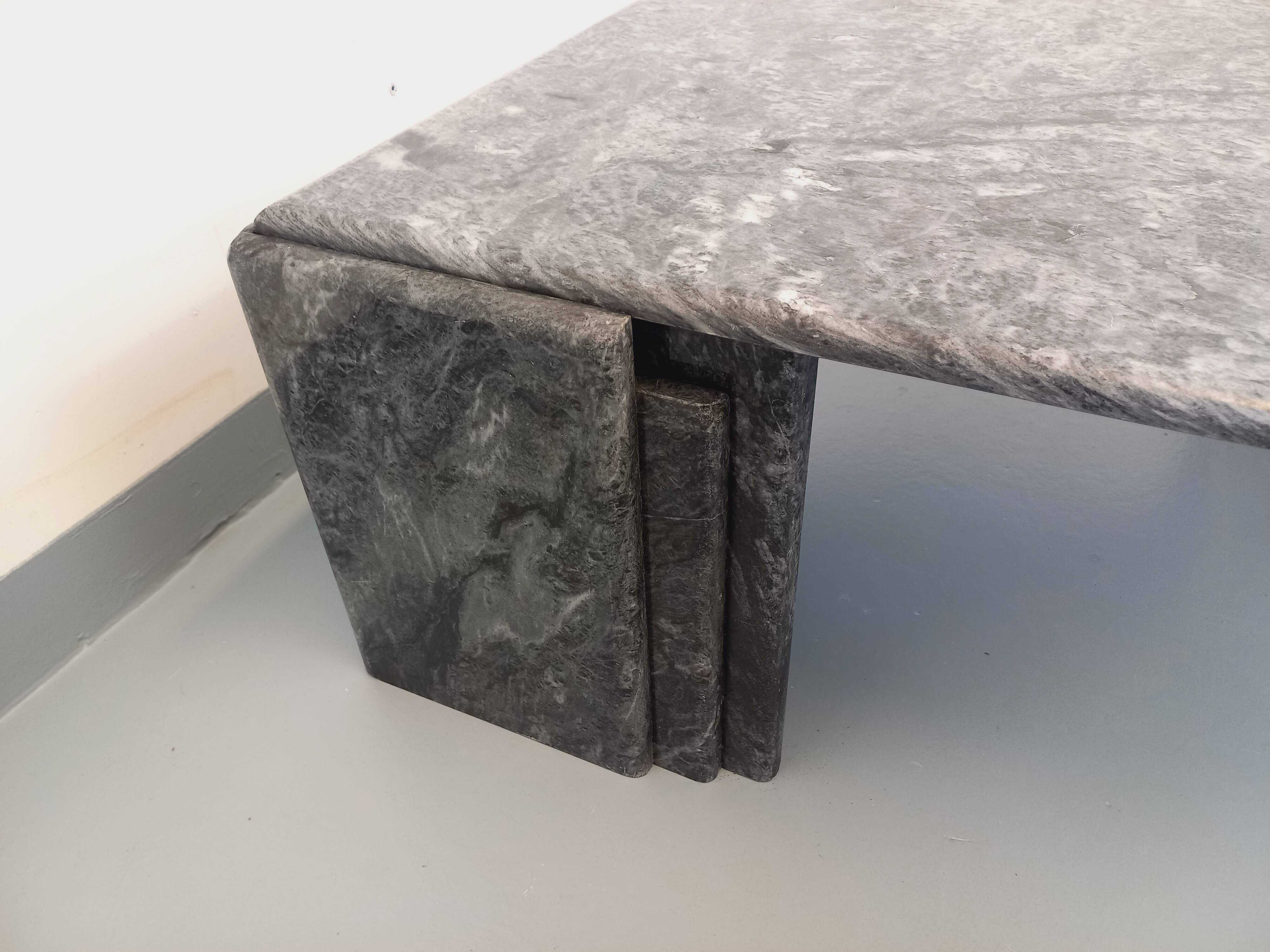 Vintage grey marble coffee table from the 1970s.