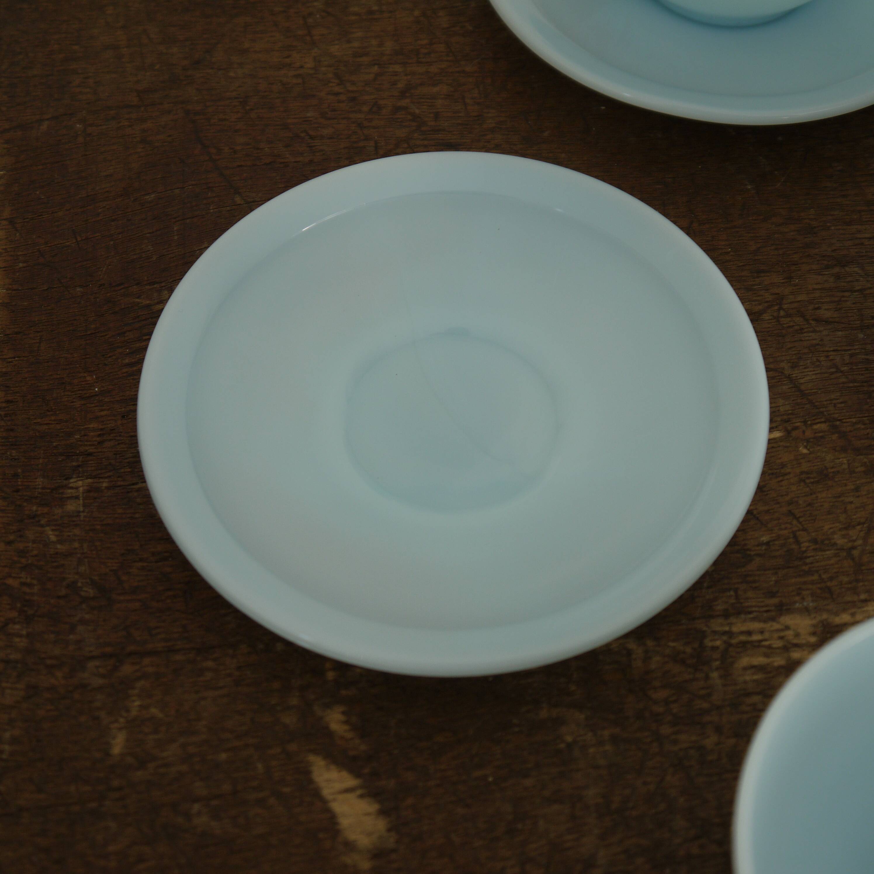 Three blue cups Duralex