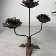 Rose shaped metal candle holder