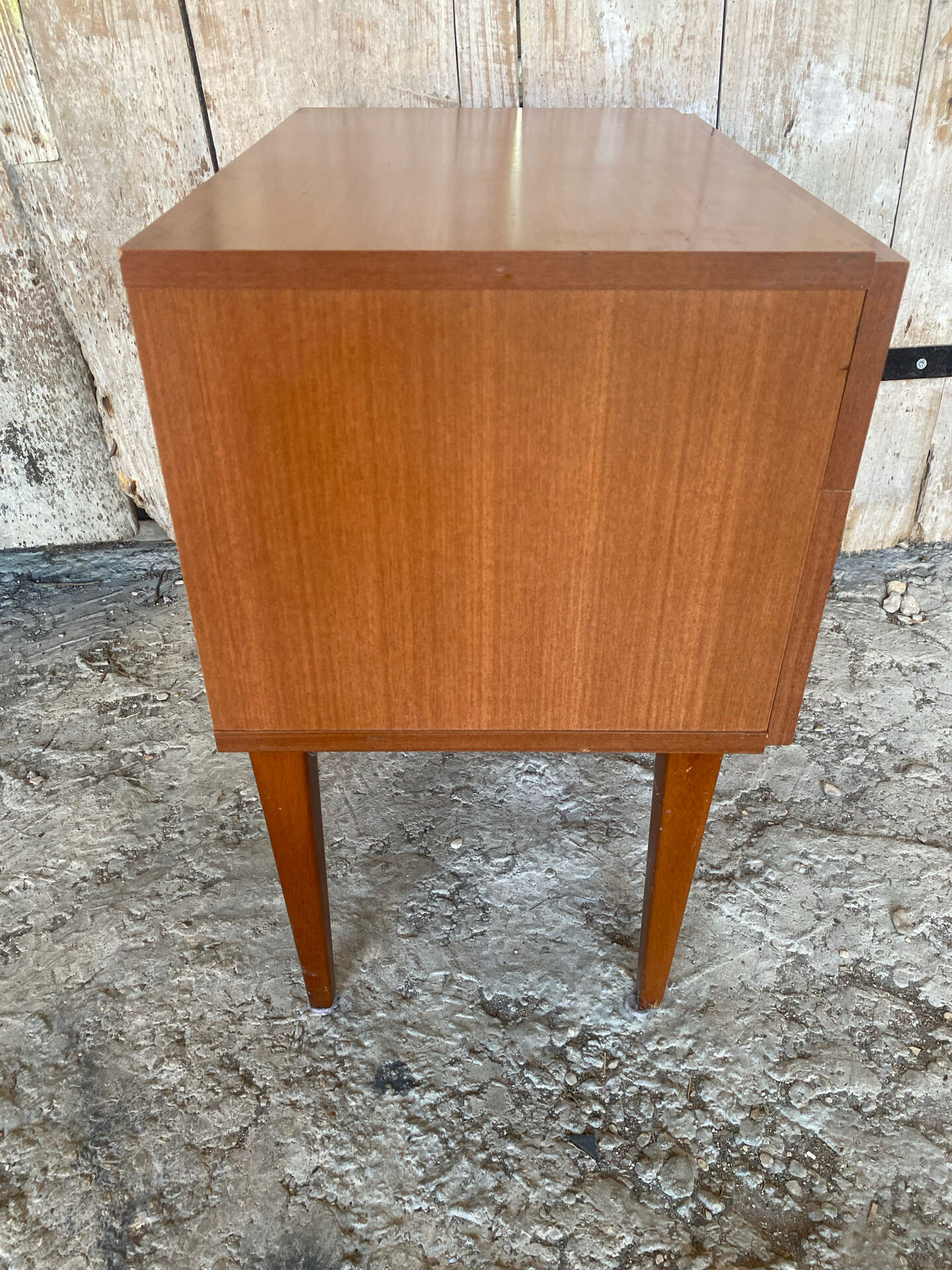 Antique Nightstand Scandinavian Wood Drawer + Vintage Case #E287