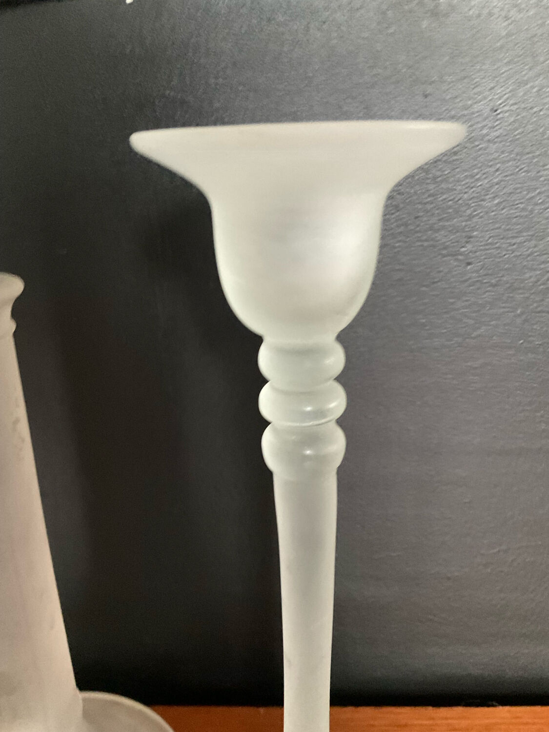 Vintage trio of frosted glass candle holders