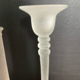 Vintage trio of frosted glass candle holders