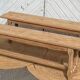 Pair of antique benches in raw solid oak - 1.60m