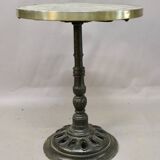 Bistro table with marble top and brass rim