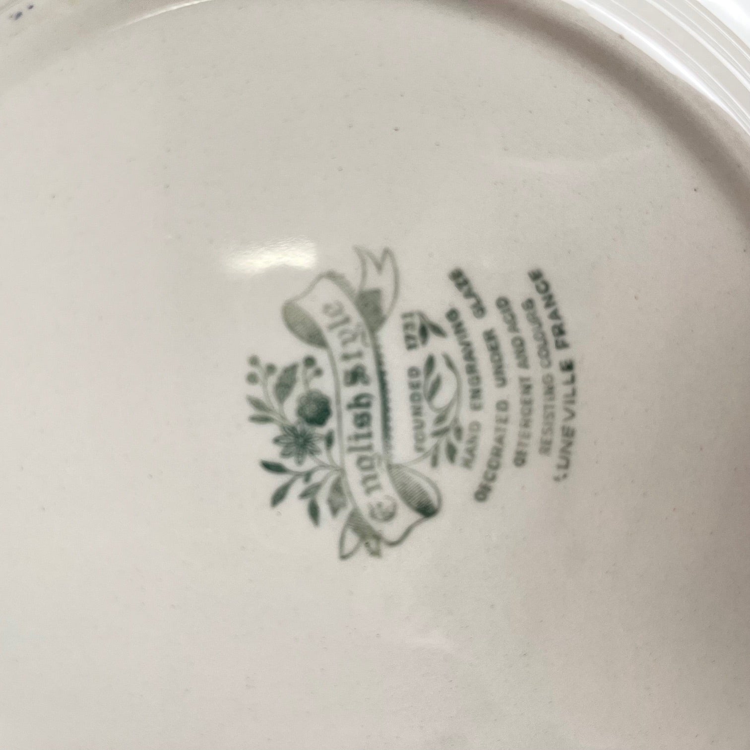 Set of 6 flat plates "English style" blue, Lunéville