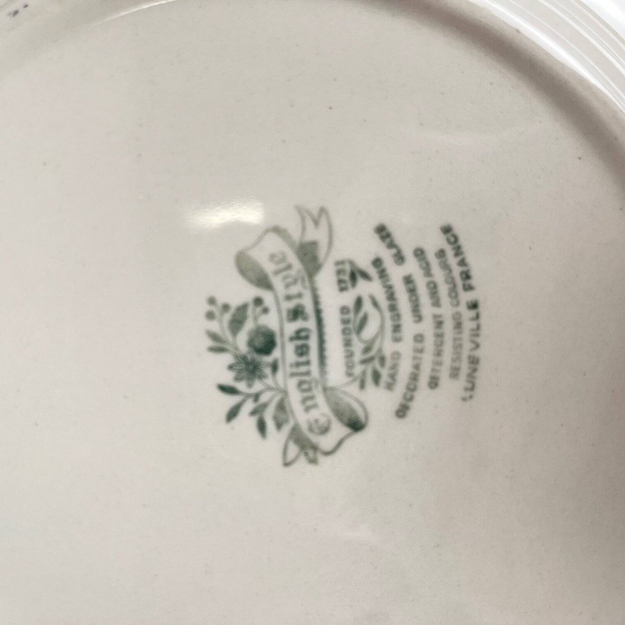 Set of 6 flat plates "English style" blue, Lunéville