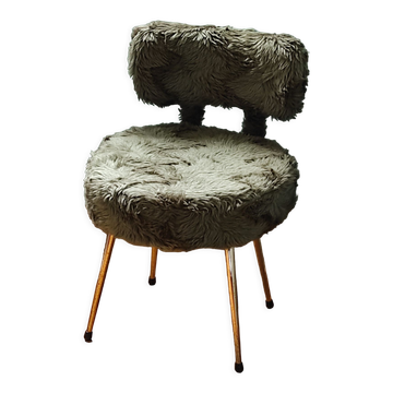 Chaise "moumoute" verte 1970 Pelfran