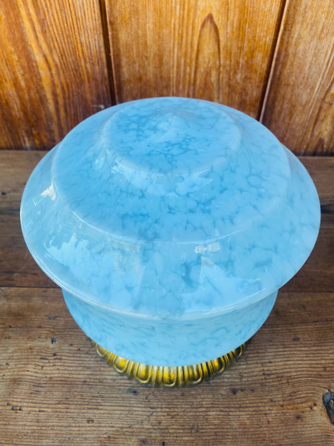 Antique Art Deco blue Clichy glass ceiling light