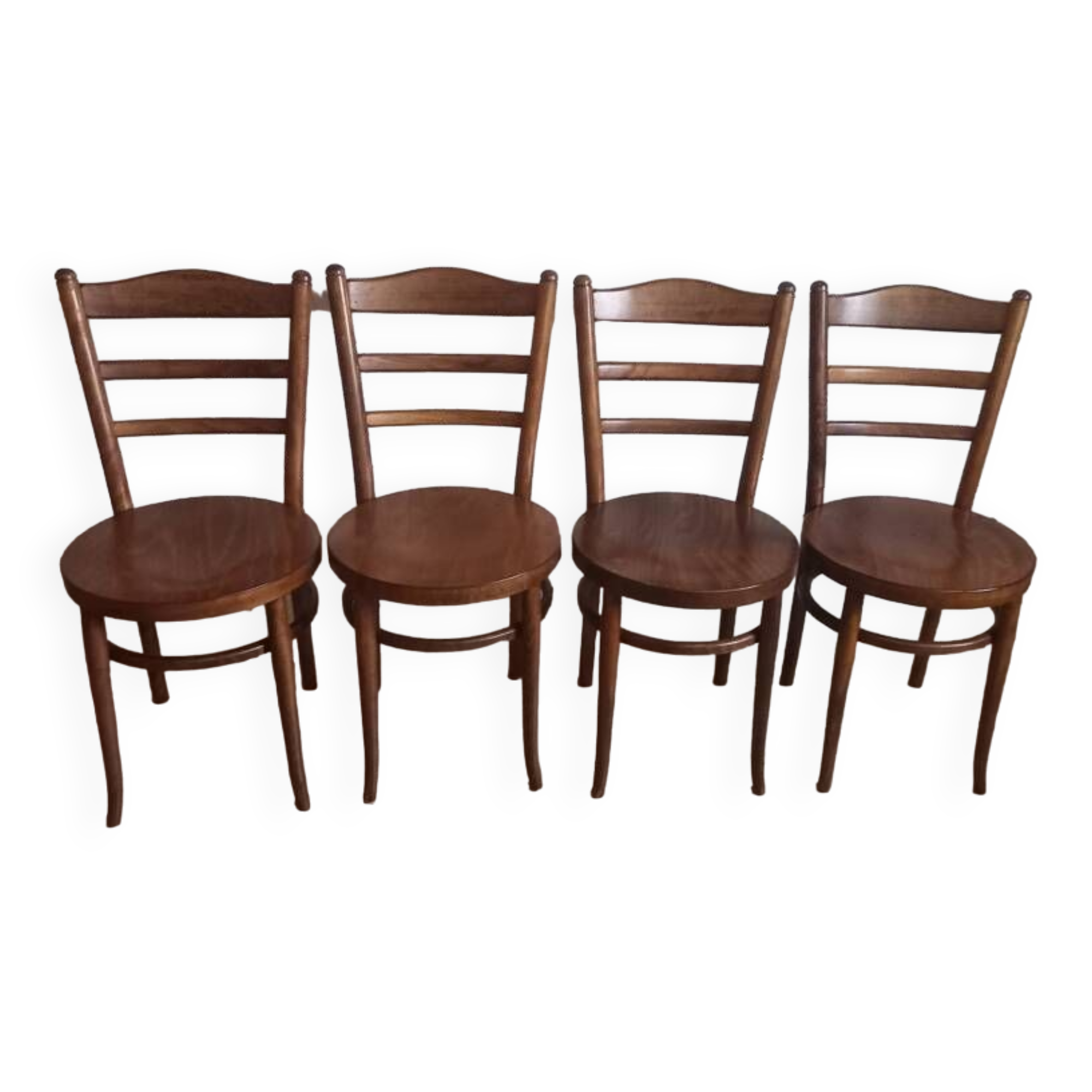 Lot de 4 chaises bistrot Baumann assises rondes.