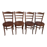 Set of 4 Baumann bistro chairs with round seats.