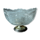Bol de service Art Déco des années 1930, bol de fruits en verre dépression avec un pied plaqué argent