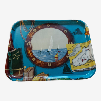 Vintage tray 60's S fiberglass, regatta Saint Tropez, Sainte Maxime