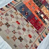 Unique and medium berber kilim, red rug, moroccan kilim, decoration rug