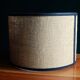 Large cylindrical lampshade in vintage burlap