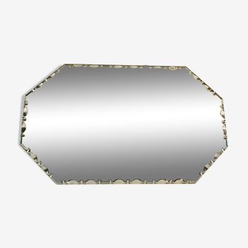 Octagonal mirror beveled oval with rope 50-60 years  - 35x50cm
