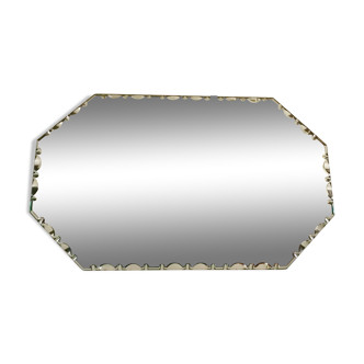 Octagonal mirror beveled oval with rope 50-60 years  - 35x50cm
