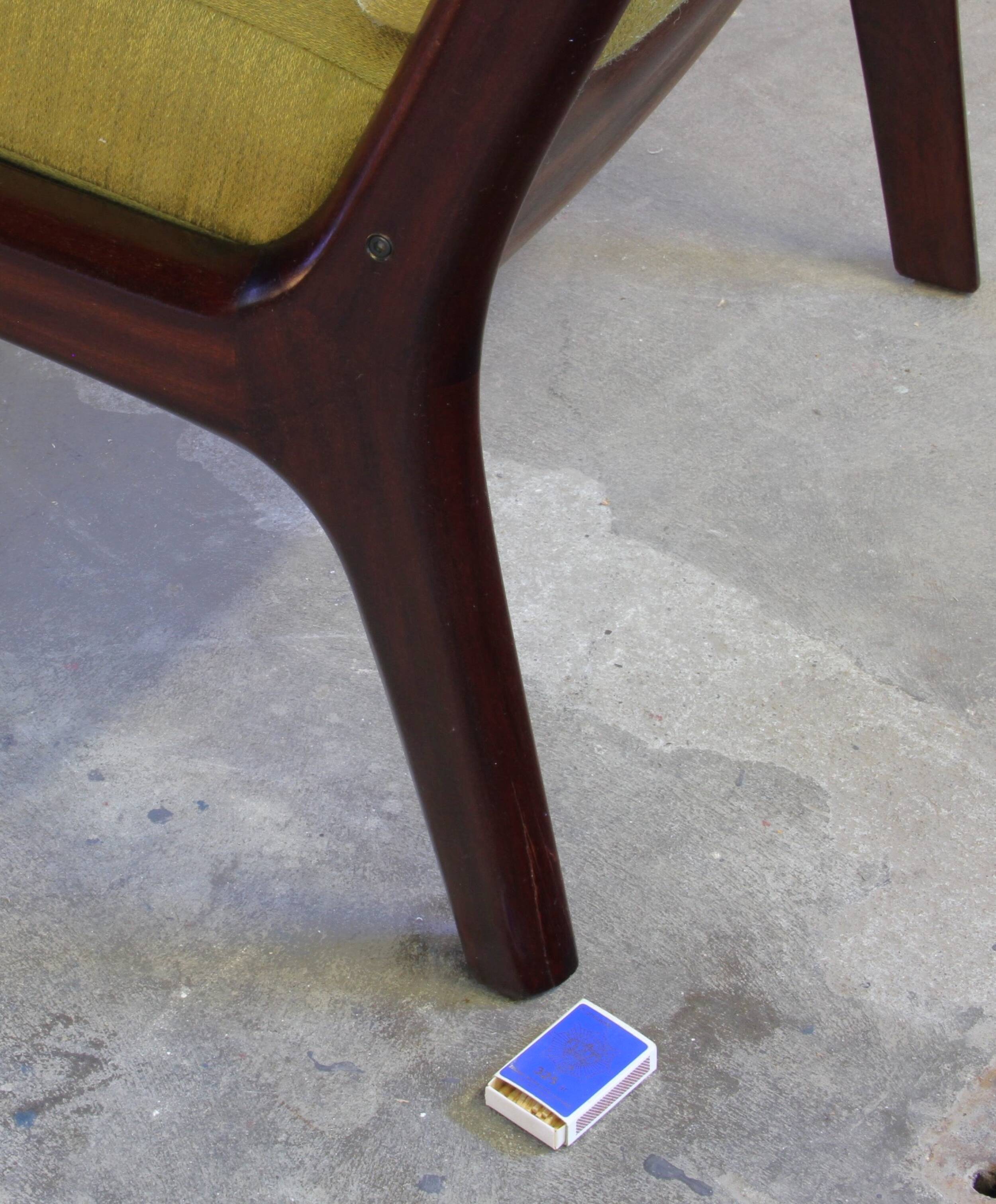 Vintage mahogany senator high back lounge chair by Ole Wanscher for Cado, 1960s