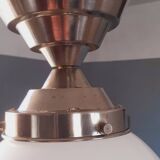Art Deco ceiling light from the 40s in tinned metal and white opaline
