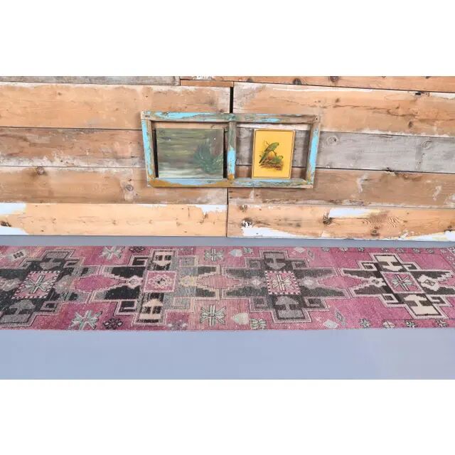 Vintage Pink Turkish Hand-Knotted Runner 75x342