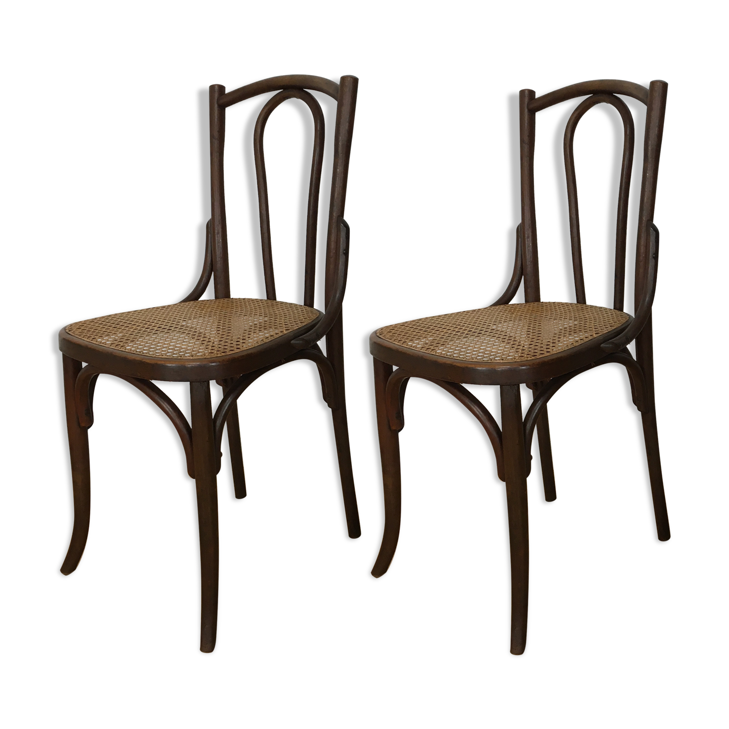 2 chairs in curved wooden and canning