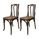 Set 2 chaises bistrots en bois courbé et cannage