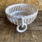 Coupe vide poche empire malicorne céramique blanche ajourée vintage #d