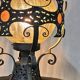 Large vintage wrought iron and glass pendant lamp