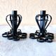 Set of two vintage twisted wrought iron candlesticks