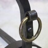 Pair of vintage wrought iron modernist andirons