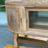 Vitrine vaisselier vintage en bois massif art déco 1940