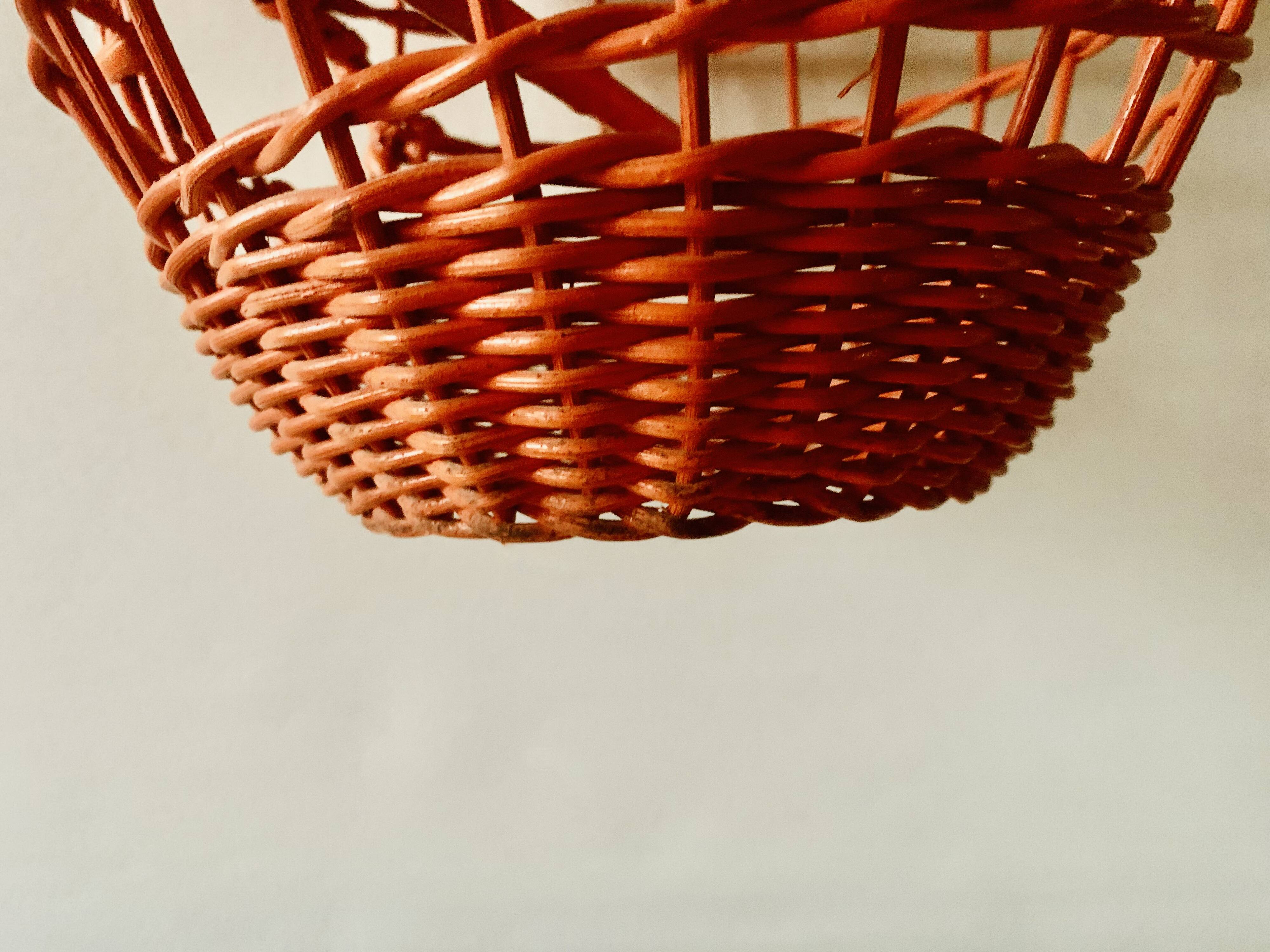 Vintage orange wicker pendant light - bird cage