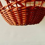 Vintage orange wicker pendant light - bird cage