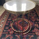 Pull-out table in marble and brass