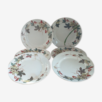 Assiettes plates en porcelaine de Lunéville KG modèle Lierre