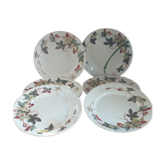 Assiettes plates en porcelaine de Lunéville KG modèle Lierre